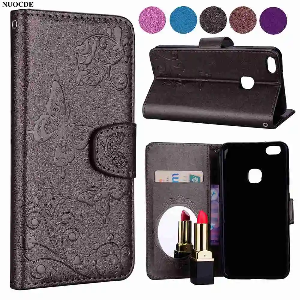 

NUOCDE Coque For Huawei P10 Lite Case Cover Flip PU Leather Magnetic Card Slot Case For Huawei P10 Lite Case Mirror Wallet Cover