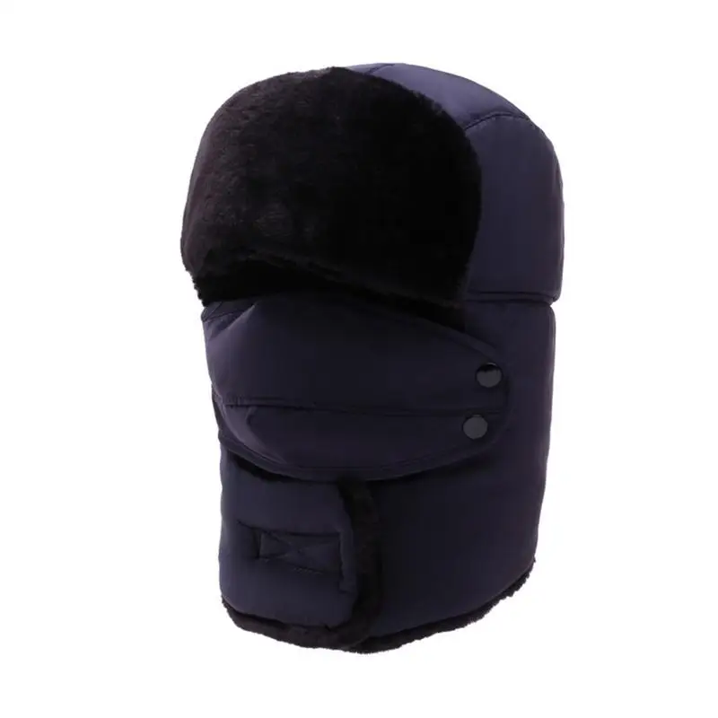MISS M Зимние теплые шапки-ушанки, шарф для мужчин и женщин, теплая шапка-ушанка, лыжная шапка для снежной погоды, шапка с лицом Mack - Цвет: Navy Blue