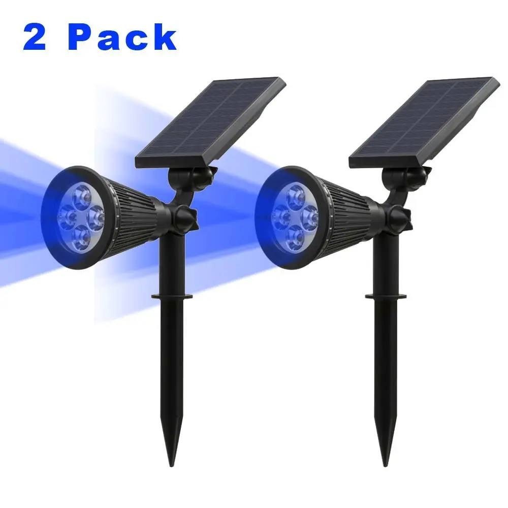 Água ao ar Ip65 à Prova T-sunrise Pacote Solar Powered Jardim Holofotes Super Brilhante Dwaterproof Livre Led Luz Azul Cor 2