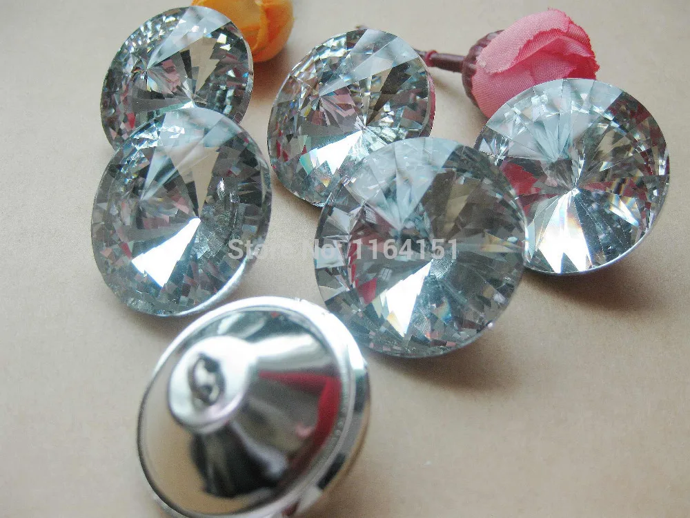 30mmTransparent clear Glass Crystal Upholstery buttons 30pcs shining