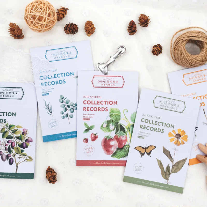 

8pcs/pack Natural Collection Series Stickers Paper Carton Patterns Stickers Retro Creative Diary DIY Stickers Office Supplies
