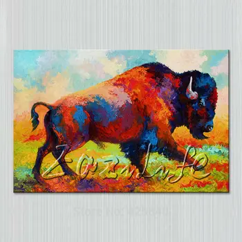 

Bull canvas abstract painting hand painted wall art oil paintings modern wall pictures for living room home decoracion Picture