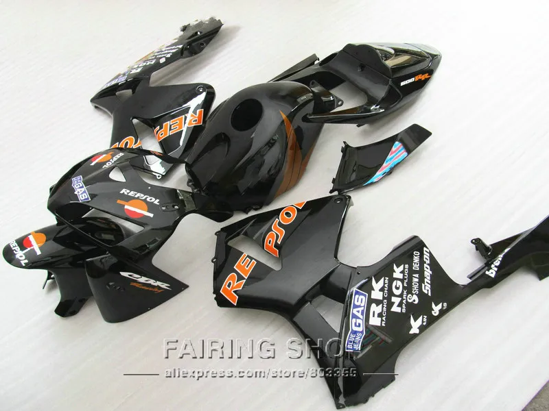 Наклейка REPSOL Обтекатели для Honda CBR 600 RR 2006 2005(черный оранжевый) CBR600RR 05 06 Инжекционный обтекатель антиблокировочной системы комплект l83