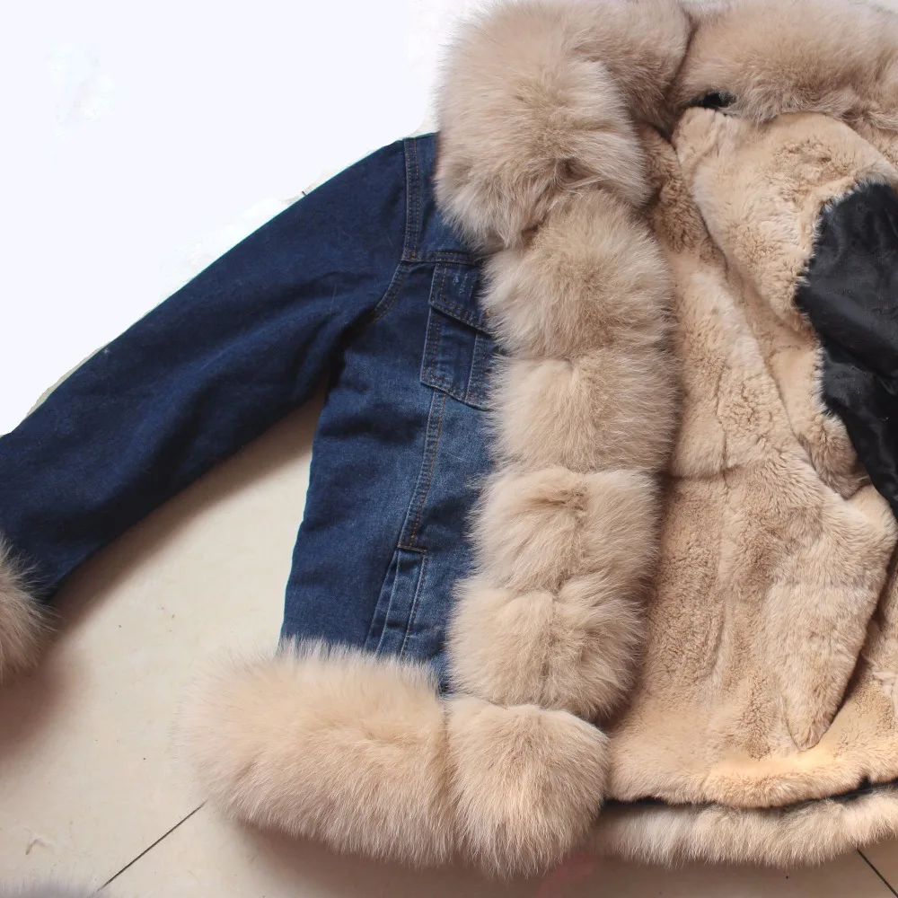 Linhaoshengyue, новинка, хит, натуральный мех кролика, подкладка, пальто для женщин, Воротник из лисьего меха, зимнее теплое пальто