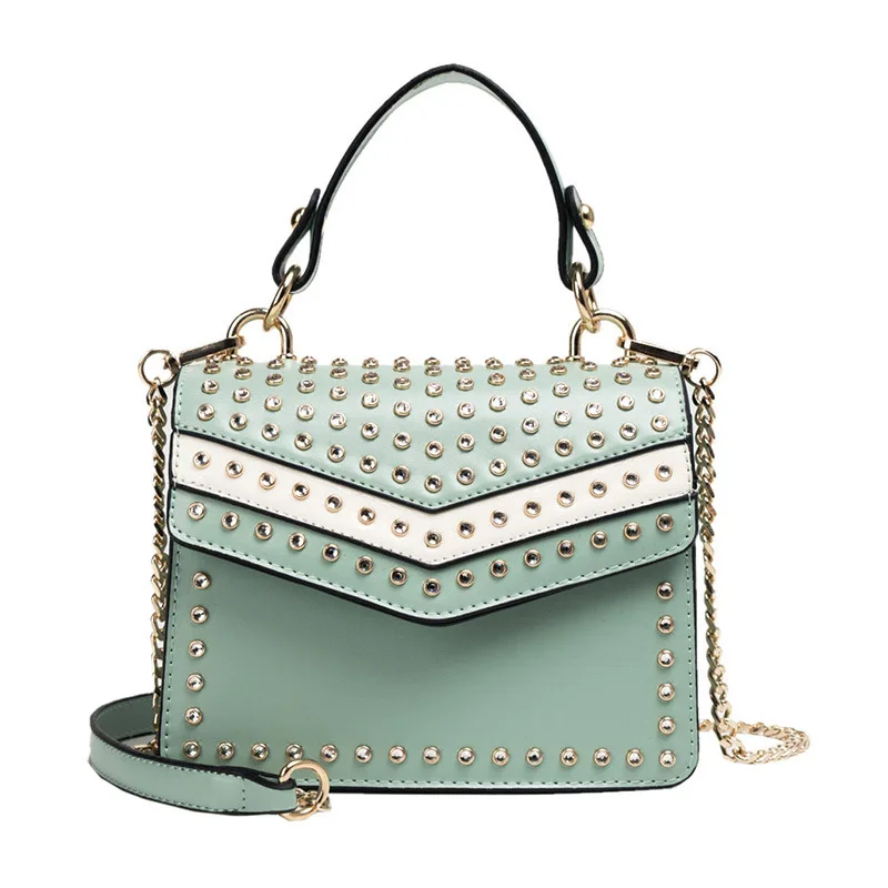 

Fashion Pu Leather Handbag Women Retro Rivet Small Flap Bag Korean Bags Women Chain Shoulder Bags For Women 2019 Handbag Bolsa