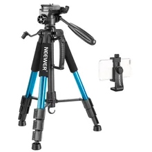 Neewer путешествия Алюминий Камера штатив 56-дюймовый с 3-ходовой поворотный с полукруглой потайной головкой и держателем для смартфонов совместимы с цифровой зеркальной камеры Canon Nikon DSL