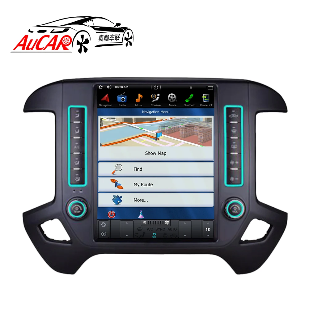 Sale AuCAR Tesla Style 12.1" Android 7.1 Touch Screen radio For GMC Sierra Chevrolet Silverado Radio GPS Navigation Vertical IPS AUX 4