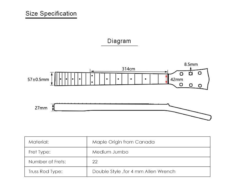 Электрогитары средства ухода за кожей Шеи клен для запасные части для гитары палисандр гриф в белый горошек 22 лада