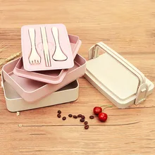 Еда Класс пшеничной соломы Коробки для обедов посуда суши студент многоуровневых Bento box Дети Портативный Пикник школа Еда контейнер