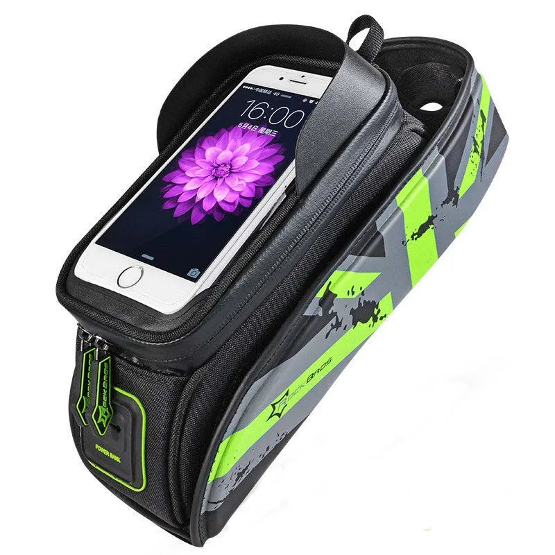 Discount Rockbros Bicycle Bag 5.8 6.0 Inch Phone Case Waterproof Touchscreen Bike Frame Top Tube Bag Basket Cycling Bags Bike Accessories 2