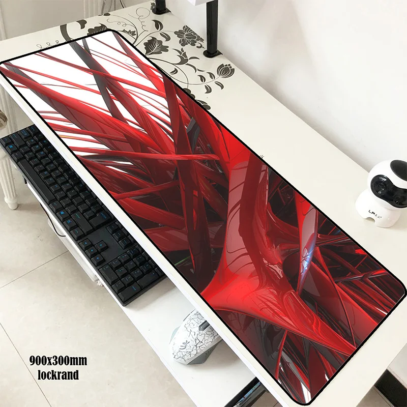Абстрактный красный коврик для мыши, компьютерный цветной коврик для мыши 900x300x2 мм, великолепный коврик для мыши, эргономичный коврик для офисного стола