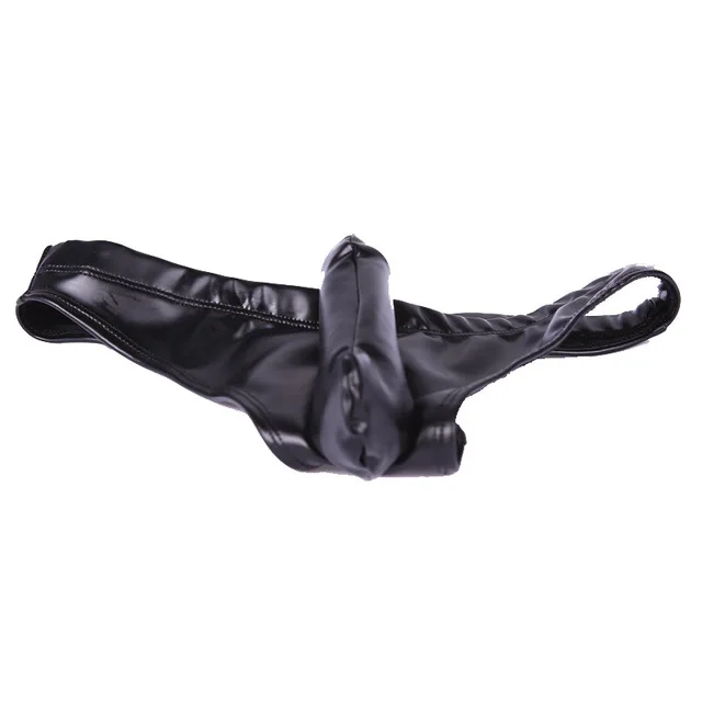 MS Sexy Men PU Faux Leather U Convex Briefs Lingerie G-string Gay Latex Micro Mini Short Bikini Penis Pouch Gay Wear Fetish