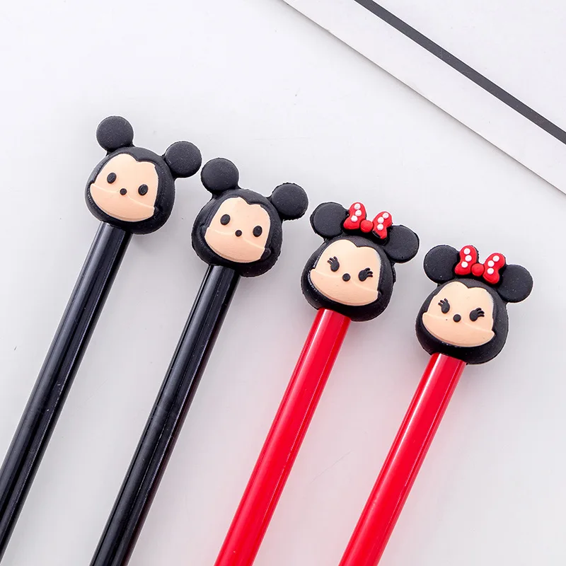 

2 pcs/lot Mickey Mouse gel pen Cartoon Animal black ink Neutral pens school writing supplies Stationery Promotional gift