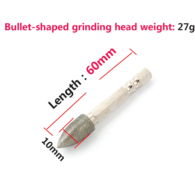 1 шт. алмазная шлифовальная насадка с шестигранным хвостовиком 6 мм роторная дрель сверла Нефритовая смола пластик мягкий металл дерево гравировка полировка инструменты - Цвет: 6x10 ZD