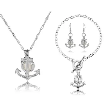 

HENGSHENG Arrow Locket Cage Jewelry Set Pearl Oyster Pendant with 1 PC Real Oval Pearl in Charm