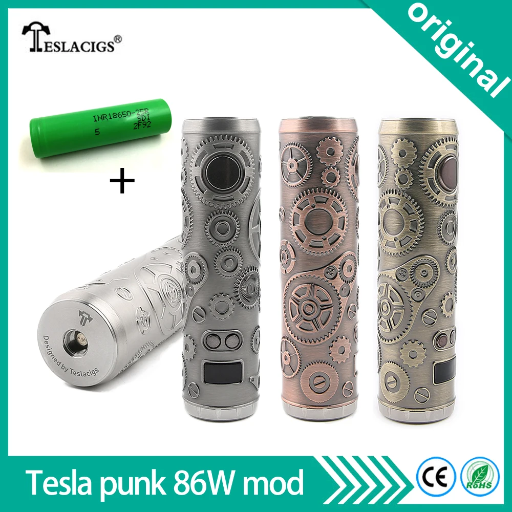 

Original Electronic Cigarettes Tesla Punk 86W Mod Teslacigs Steampunk Style 18650 Battery Vape Mod Vaporizer VS Punk 85W