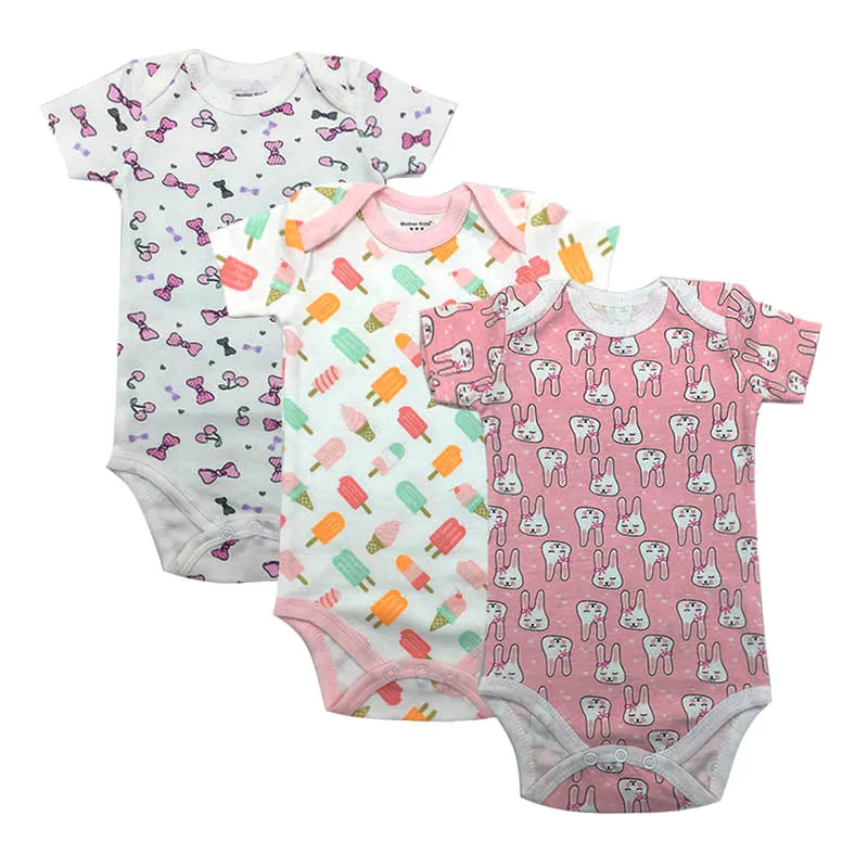 3 шт./лот для маленьких мальчиков и девочек летняя одежда 2019 Новая мода 100% хлопок Детские боди с короткими рукавами новорожденных