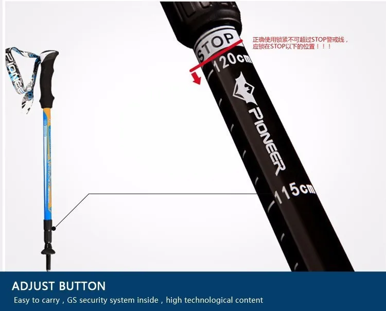 Ultra leve de Fibra de Carbono Pioneiro Caminhadas Bengala Caminhadas Alpenstock Escalada Camping Trekking Matraque Bengalas Telescópica Pólo 22 Esporte e Lazer