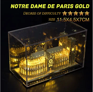 Да Piececool Нотр-Дам де Пари Сиднейский оперный дом Парижская башня светильник 3D металлическая сборка архитектурная модель пазл, детская игрушка - Цвет: Notre Dame de Paris1