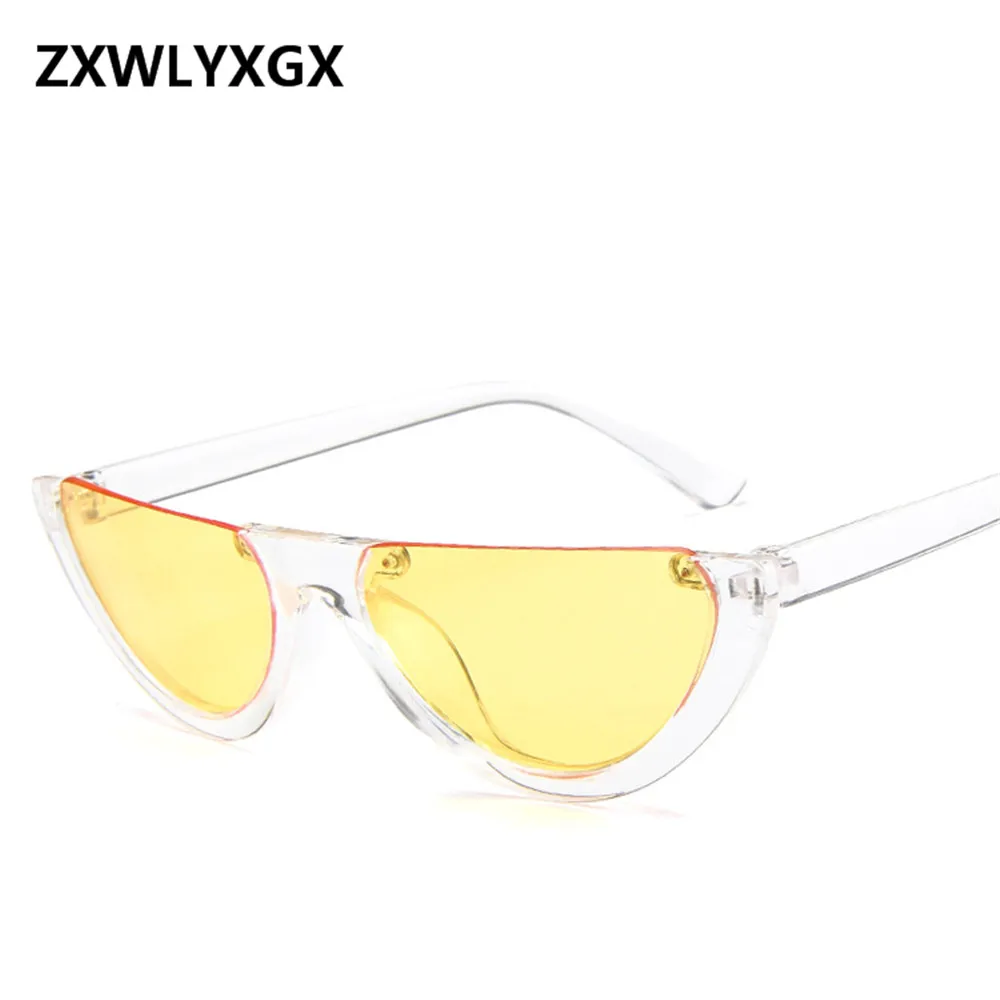 Крутые трендовые женские солнцезащитные очки без оправы CatEye, Модные прозрачные брендовые дизайнерские солнцезащитные очки для женщин Oculos de sol