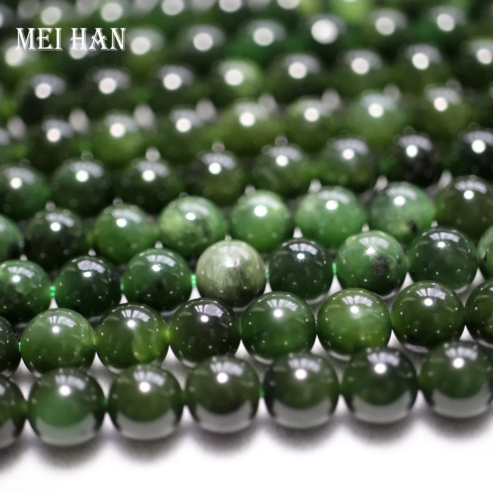 

Meihan Wholesale (48pcs/set/38g) 8mm natural Russian jadeite smooth round beads stone for jewelry making diy design