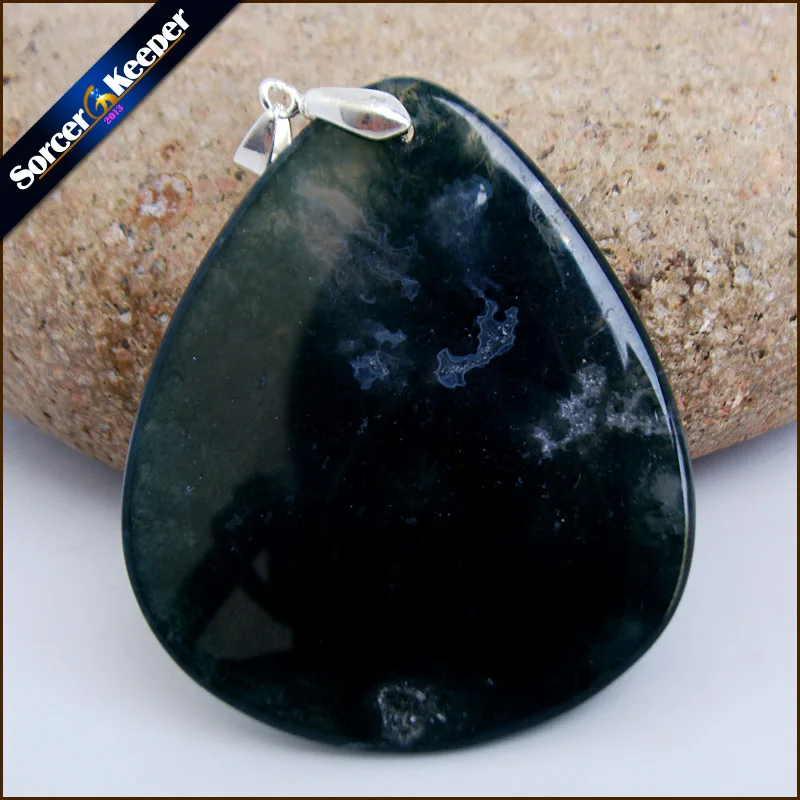 

Fashion Women Man Necklace Pendant Big Natural Moss Agates Stone Pendant Slide Healing Crystals Pendant for Jewelry Making KS433