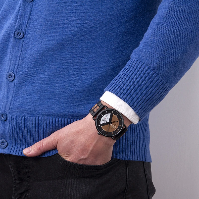Zegarki милитарне мужские деревянные часы Металлические кварцевые часы с датой Дисплей мужские relogios masculino