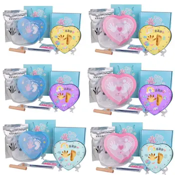 

DIY 0-1 Year Baby Footprint Imprint Inkpad Kit Baby Souvenirs Mud Hundred Days Commemorate Clay Box Kids Growing Memory Gift