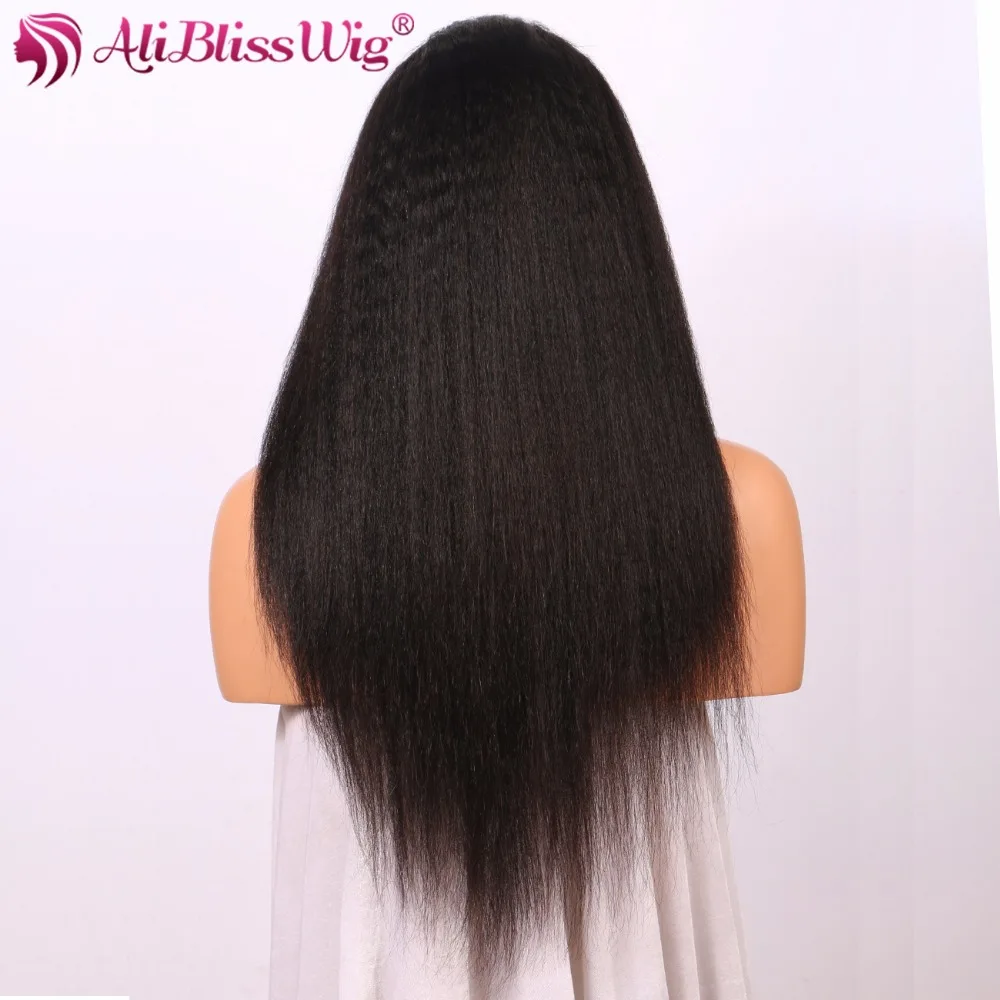 Aliblisswig человеческие волосы синтетические на кружеве Искусственные парики Kinky прямой 1*3,8 дюйма средняя часть бразильский волосы remy