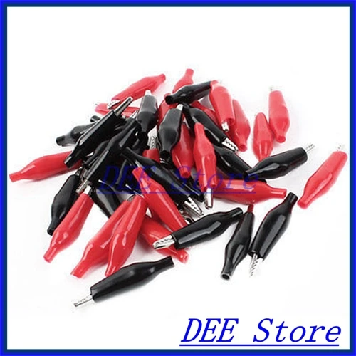 

11 Pairs Red Black 44mm Length Crocodile Alligator Test Clip Connector Probe