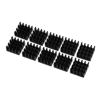 

10Pcs Black Aluminum Heat Sink Heatsink Radiator Cooler 14x14x8mm Computer Cooler Radiator