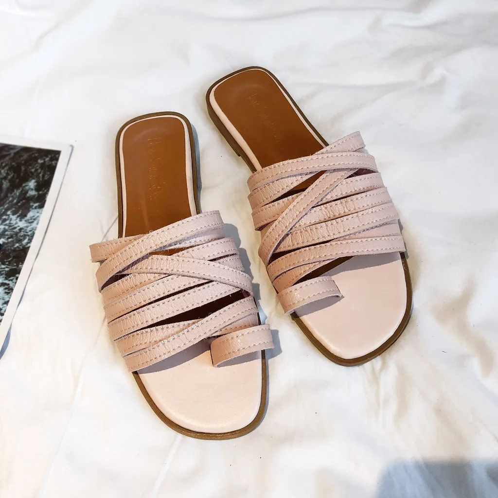

Women's Beach Casual Shoes Flat Heel Strap Slippers Roman Shoes Flip Flops Female Fashion Indoor Outdoor Shoes Calzado Mujer30