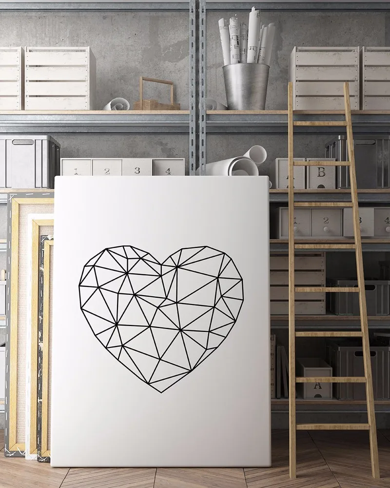 2016 NEW Modern Geometric Heart Wall Art, Heart Printable, Scandinavian