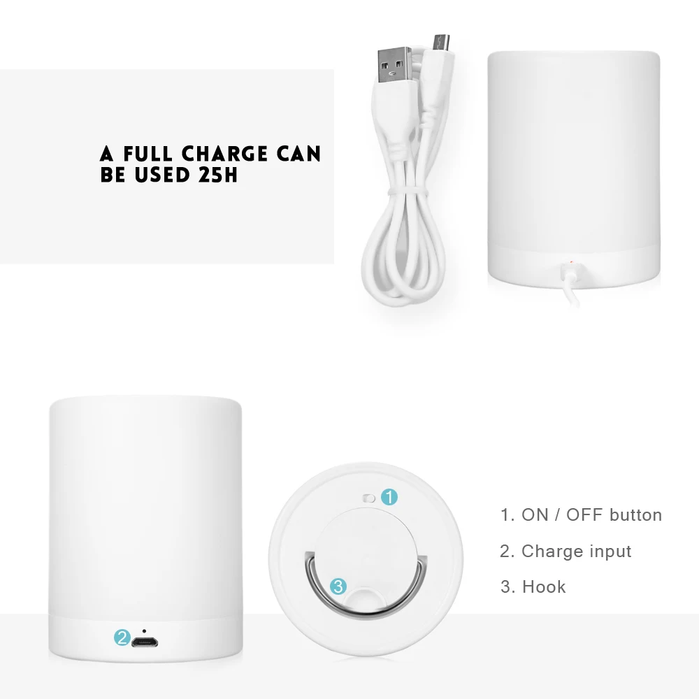  Rechargeable Smart LED Touch Control Night Light Induction Dimmer Intelligent Bedside Portable Lamp - 32836501729