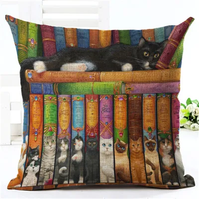 Европейский стиль милые книги кошка праздничные подушки индивидуальные пледы Подушка домашнее декоративное хлопковое белье с квадратным принтом Cojines - Цвет: 7