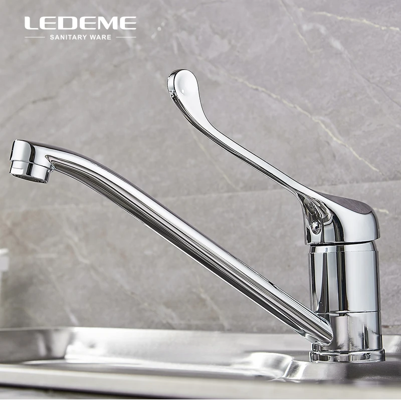 

LEDEME Kitchen Basin Faucet Leaf Shape One-Handle Bar Hot and Cold Swivel Water Tap Mixer For Kitchen Bathroom L4979