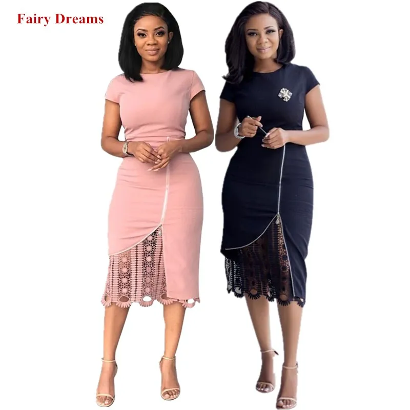 

African Bodycon Dresses Women Pink Blue African Clothes Dashiki Ankara Office Ladies Summer Pencil Dress Ropa Dama 2019
