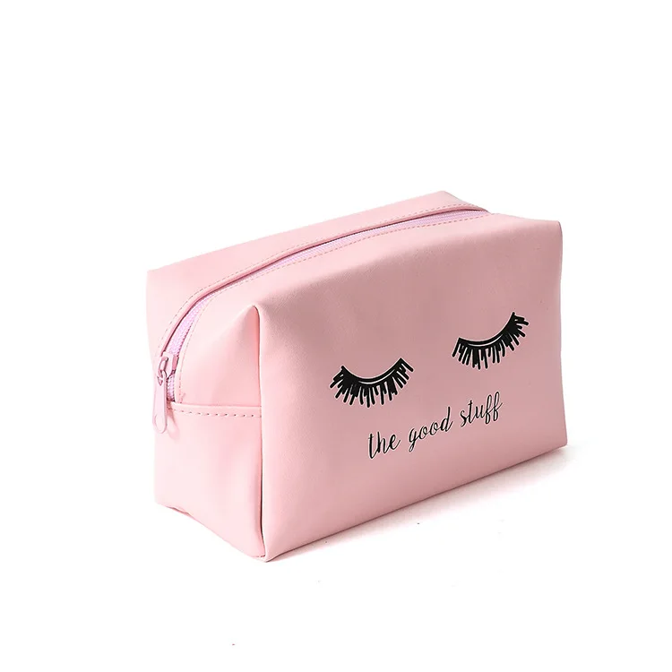 Портативный розовый ПУ мультфильм ресницы монета дорожный контейнер для хранения макияж Фланель Чехол Чехлы-косметички для женщин девочек