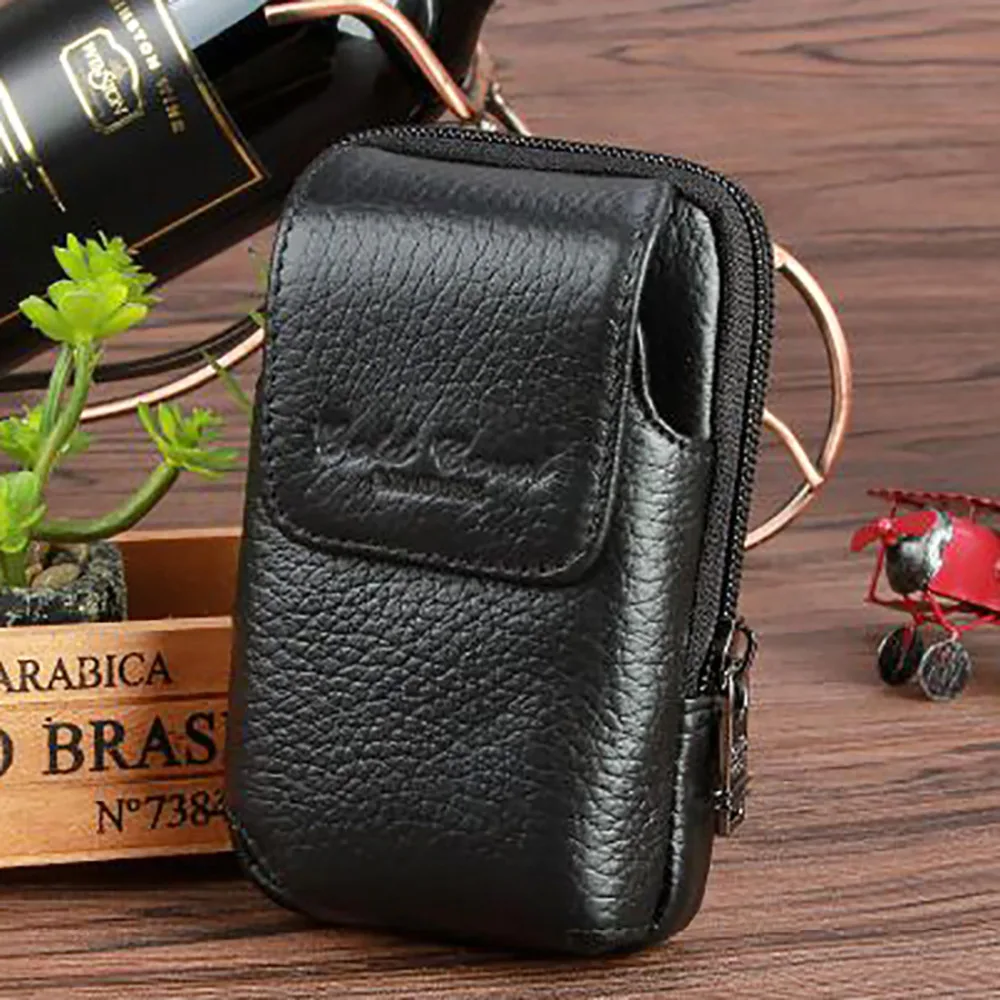 

High Quality Genuine Leather Cowhide Waist Bag Men Casual Vintage Hip Bum Coin Purse Cell/Mobile Phone Case Skin Belt Purse Bags