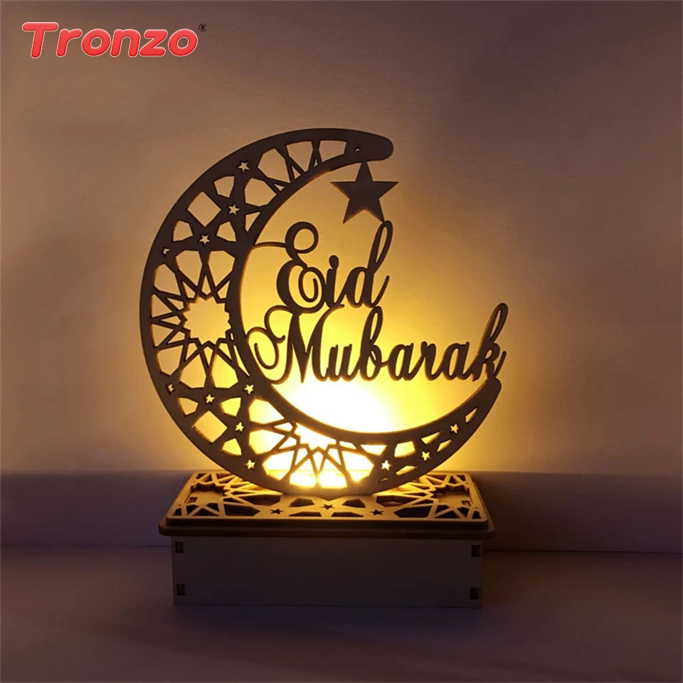Tronzo Eid украшение Мубарак Рамадан и деревянный узор Mubarak торт Топпер мусульманский