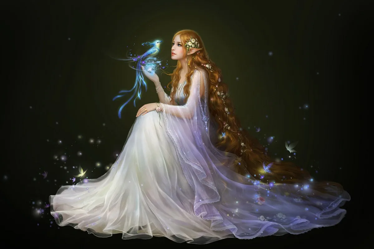 canvas fabric poster custom print (frame available) anime elf fantasy bird TDM056 for wall art room decoration home decor | Дом и сад