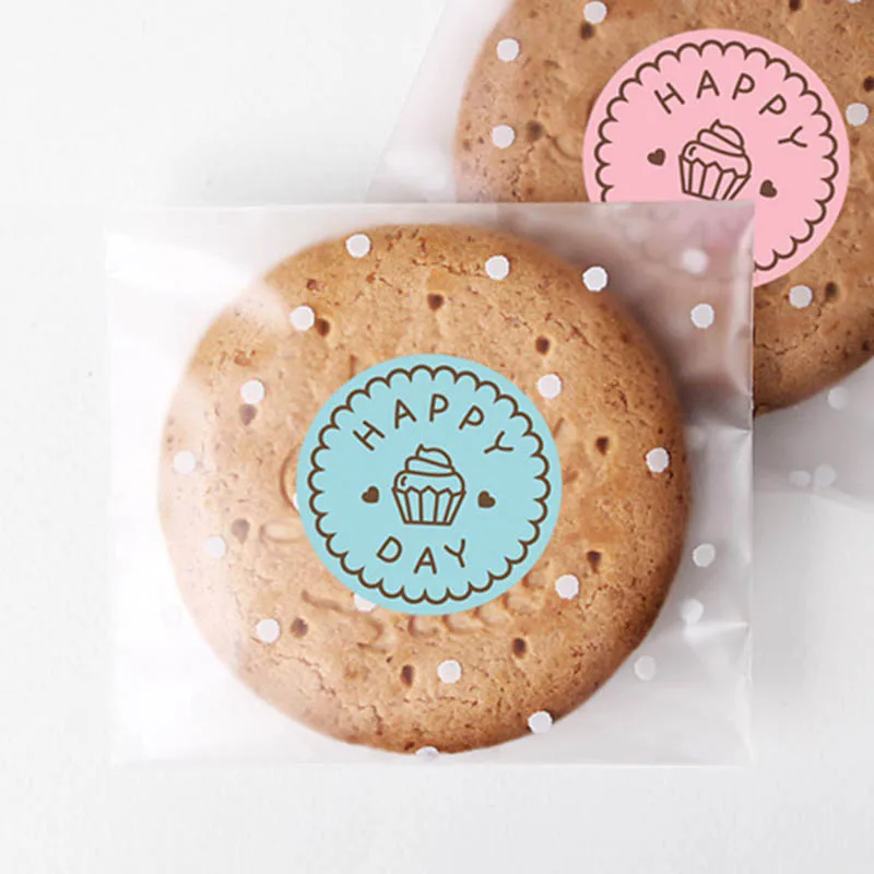 100pcs Frosted Cute Dots Thicken Cookie Bags Candy Bag Plastic Pack