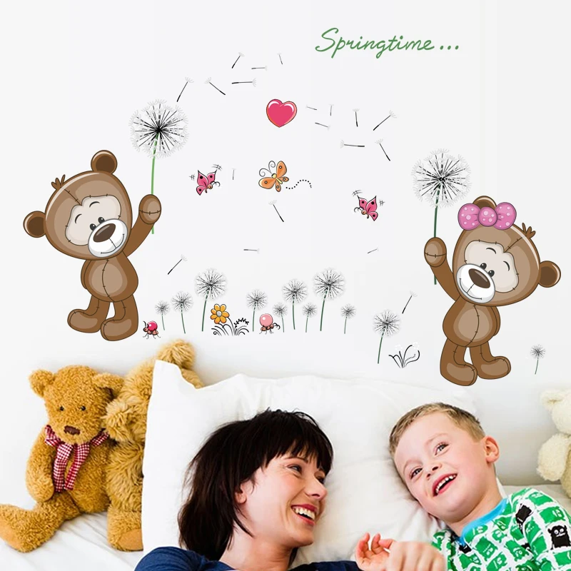 Коричневые медведи Наклейка на стену для детской комнаты домашний декор ...
