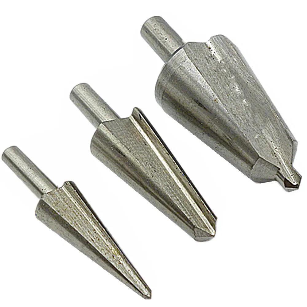 3pc Hss Taper Umbrella Drill Bit Set Cone Drills Cutter Round Shank