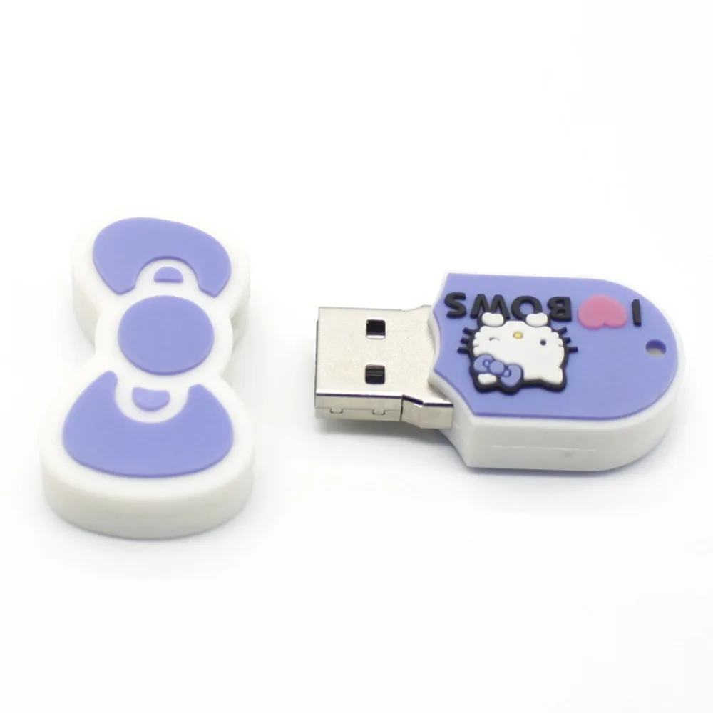 USB флеш-накопитель Kitty Cat с бантом, 32 ГБ, флеш-накопитель с героями мультфильмов, 16 ГБ, реальная емкость, 128 м, 4 ГБ, 8 ГБ, 64 ГБ, милые флешки флеш-накопитель