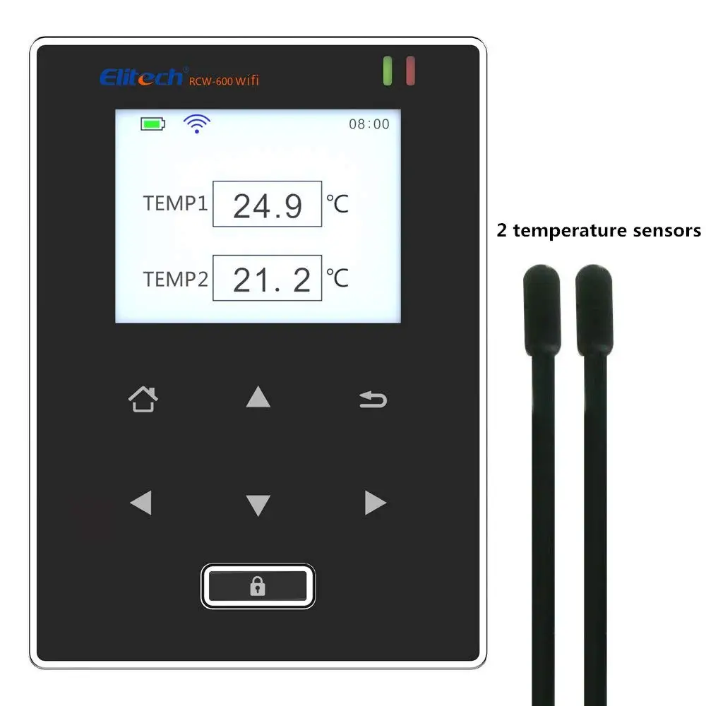Цена Elitech RCW 600Wifi Интеллектуальный двойной датчик температуры регистратор данных удаленный монитор Официальный бренд 2 года гарантии качества
