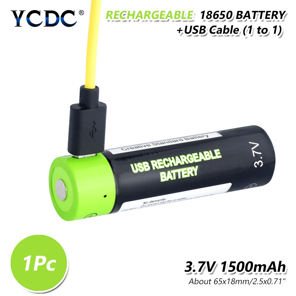18650USB аккумуляторная батарея 3,7 V 1500mAh батарея микро usb зарядка игрушки пульт дистанционного управления литий-полимерный аккумулятор - Цвет: 1Pc cable