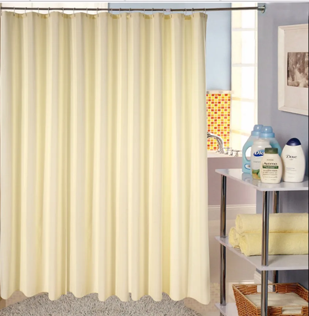 High grade Solid Color Polyester Shower Curtains Waterproof Mouldproof