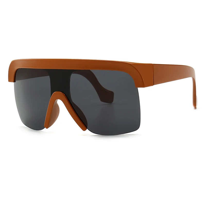 ALOZ MICC, негабаритные солнцезащитные очки для женщин,, фирменный дизайн, модные, с плоским верхом, солнцезащитные очки для мужчин, большая оправа, для улицы, очки, Oculos Q531 - Цвет линз: C2-Brown-Grey
