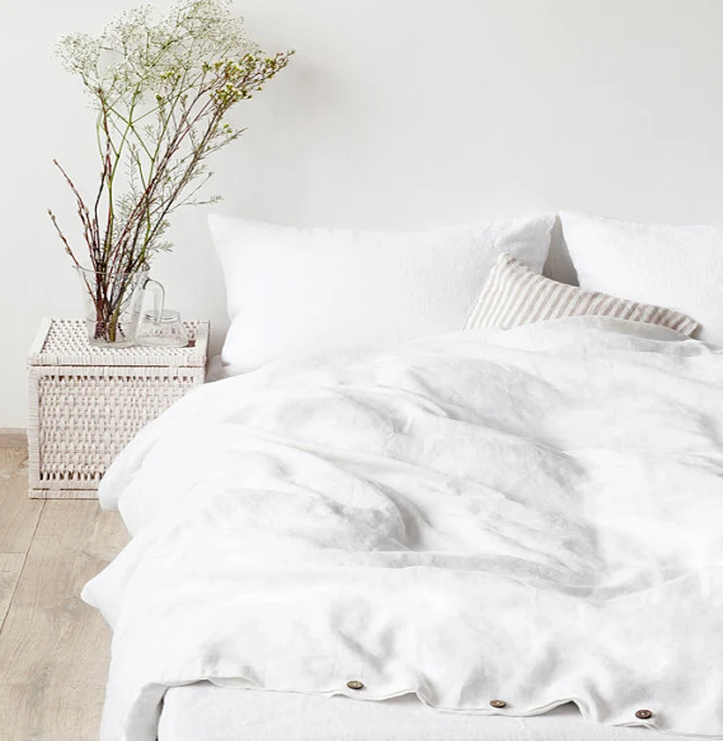 2016 White washed Linen Duvet Cover Set King Size French Flax Linen Bedding Sets 4pcs pillowcase Bed Linen Sheets Shams Sheet